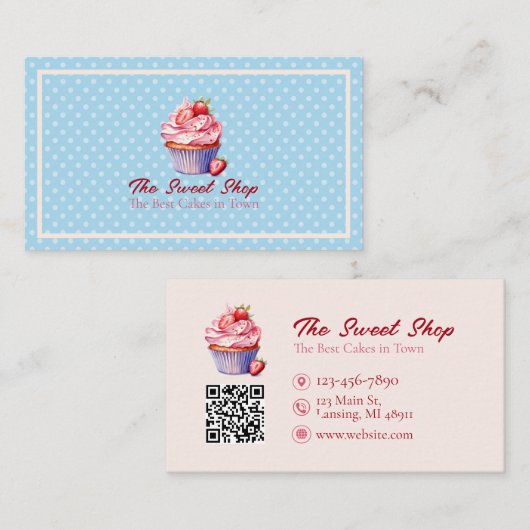 Custom Bakery Business Card with QR Code  名刺 (正面/裏面)