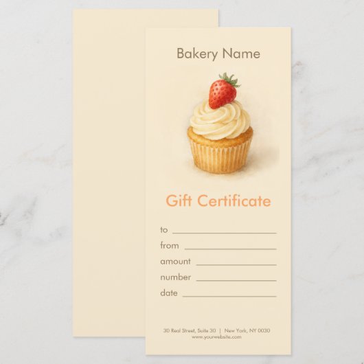 Custom Bakery Gift Certificate (正面/裏面)