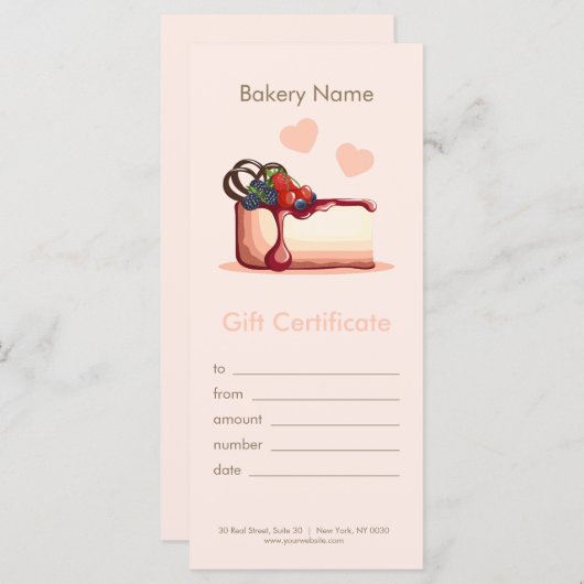 Custom Bakery Gift Certificate  (正面/裏面)
