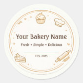 Custom Bakery Logo Sticker - Baking Icon Design ラウンドシール (正面)