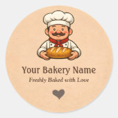 Custom Bakery logo Sticker - Chef Bread Logo ラウンドシール (正面)