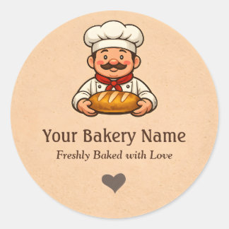 Custom Bakery logo Sticker - Chef Bread Logo ラウンドシール