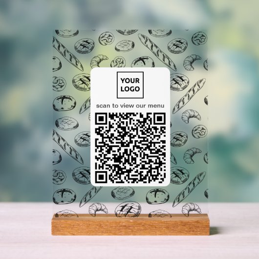 Custom Bakery Pattern QR Code Table Sign アクリルサイン (ニュートラル)