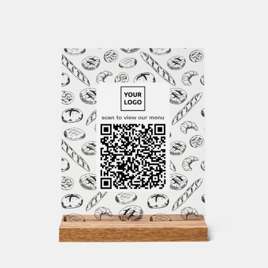Custom Bakery Pattern QR Code Table Sign アクリルサイン (正面)