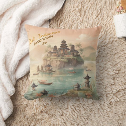 Custom Bali Indonesia Family Travel Keepsake クッション (ブランケット)