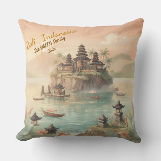 Custom Bali Indonesia Family Travel Keepsake クッション (正面)