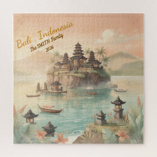 Custom Bali Indonesia Family Travel Keepsake ジグソーパズル (縦)