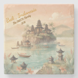 Custom Bali Indonesia Family Travel Keepsake ストーンコースター
