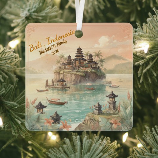 Custom Bali Indonesia Family Travel Keepsake メタルオーナメント (インサイチュ)