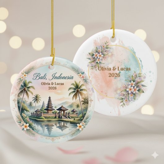 Custom Bali Indonesia Honeymoon Keepsake セラミックオーナメント