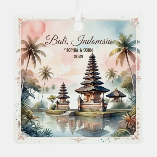 Custom Bali Indonesia Honeymoon Keepsake メタルオーナメント (正面)