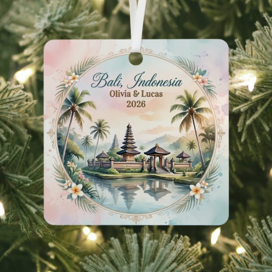Custom Bali Indonesia Honeymoon Keepsake メタルオーナメント (インサイチュ)
