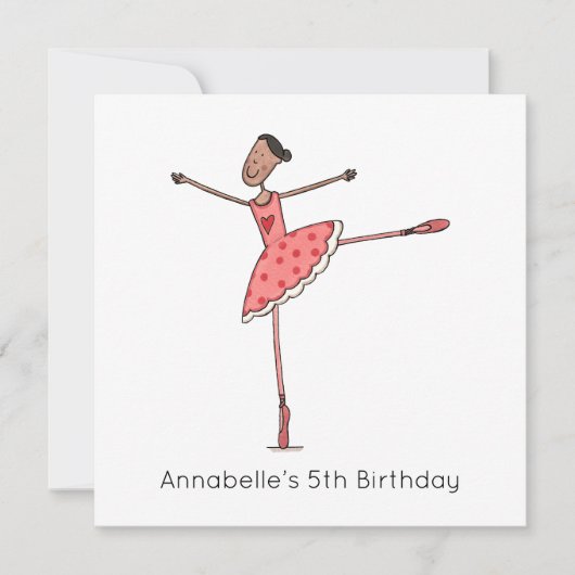 Custom Ballerina Birthday Invitation (正面)