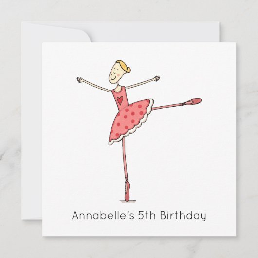 Custom Ballerina Birthday Invitation (正面)
