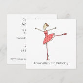 Custom Ballerina Birthday Invitation (正面/裏面)
