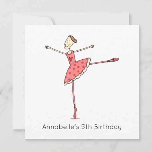 Custom Ballerina Birthday Invitation (正面)
