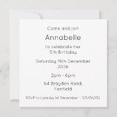 Custom Ballerina Birthday Invitation (裏面)