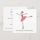 Custom Ballerina Birthday Invitation (正面/裏面)
