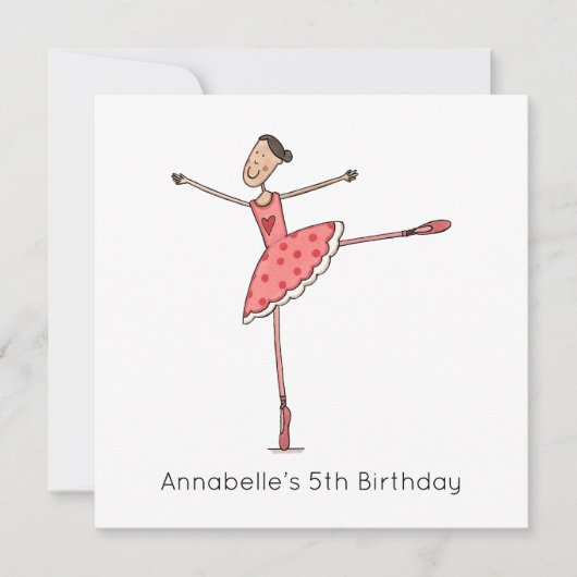 Custom Ballerina Birthday Invitation (正面)