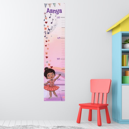 Custom Ballerina Growth Chart for Black Baby Girls ポスター (子ども部屋1)