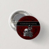 Custom Band Merch Gothic Pin Skull Rose Rock Music 缶バッジ (正面&裏面)