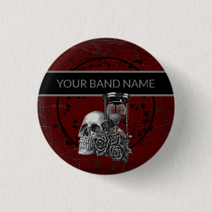 Custom Band Merch Gothic Pin Skull Rose Rock Music 缶バッジ