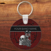 Custom Band Merch Skull Rose Rock Gothic Music キーホルダー (正面)