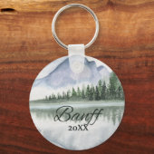 Custom Banff Mountain Lake Trees キーホルダー (正面)