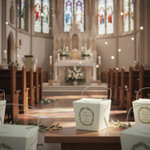 Custom Baptism Favor Box with Olive Wreath 