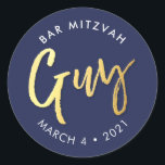 CUSTOM Bar Mitzvah近代海軍 ゴールド名GUY ラウンドシール<br><div class="desc">kat massard >>> WWW.SIMPLYSWEETPAPERIE.COM << *** NOTE - THE SHINY GOLD FOIL EFFECT IS A PRINTED写真*** - - - - - - - - - - - - - - - - - - - - - - - - - - - - - - - - - - -...</div>