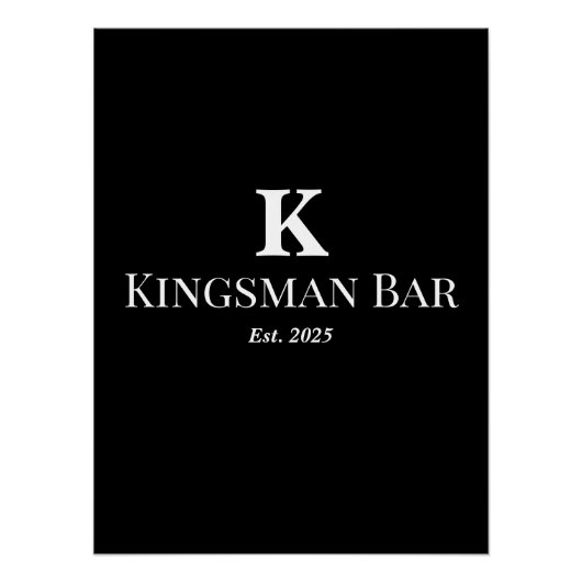 Custom Bar Wall Art with Name & Monogram – Elegant ポスター (正面)