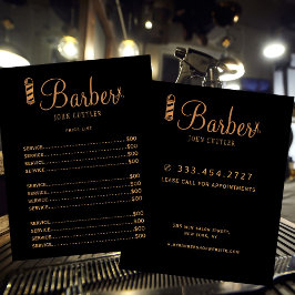 Custom barber shop price list professional logo  チラシ