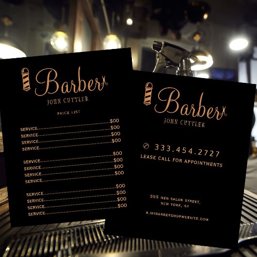 Custom barber shop price list professional logo  チラシ