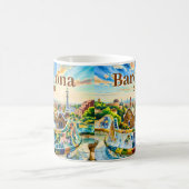 Custom Barcelona Spain Watercolor Park Guell Retro コーヒーマグカップ (中央)