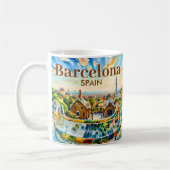 Custom Barcelona Spain Watercolor Park Guell Retro コーヒーマグカップ (左)