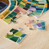 Custom Barcelona Spain Watercolor Park Guell Retro ジグソーパズル (側面)