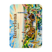 Custom Barcelona Spain Watercolor Park Guell Retro マグネット (縦)