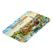Custom Barcelona Spain Watercolor Park Guell Retro マグネット (左側)