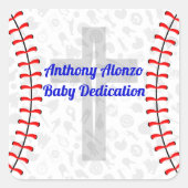 Custom Baseball Baby Dedication w/ Cross スクエアシール (正面)