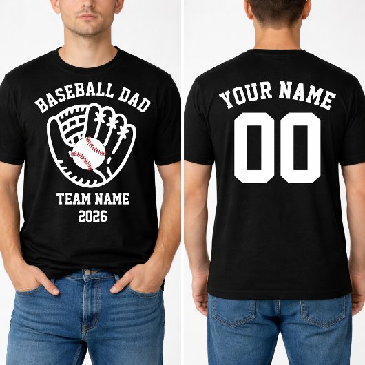 Custom Baseball Dad Team Name Number  Tシャツ