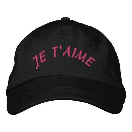Custom Baseball Hat - Embroidered Je T'aime 刺繍入りキャップ (正面)