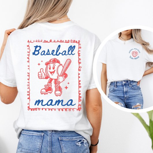 Custom Baseball Mama & Team Name Tシャツ