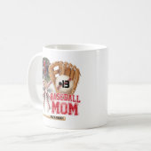 Custom Baseball Mom Photo Name コーヒーマグカップ (正面左)