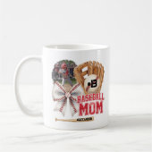 Custom Baseball Mom Photo Name コーヒーマグカップ (左)