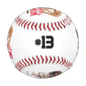 Custom Baseball Mom Photo Name 野球ボール (裏面)