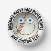 Custom Baseball Party BLUE EYES Happy Face ペーパーボウル (正面)