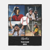 Custom Baseball Photo Collage with Name & Year フリースブランケット (正面)
