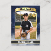 Custom Baseball Trading Card, Blue Gold Stadium コーリングカード (正面)