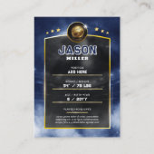 Custom Baseball Trading Card, Blue Gold Stadium コーリングカード (裏面)