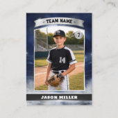 Custom Baseball Trading Card, Blue Silver Stadium コーリングカード (正面)
